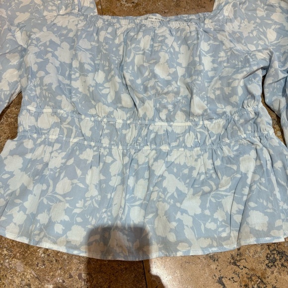 Free Assembly womens square neck floral cottagecore boho peasant blouse blue XXL - Picture 4 of 7